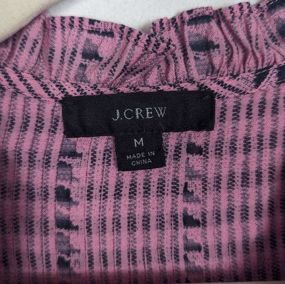J. Crew Pink Ruffled Neck Pin Tuck Popover Blouse Size M - Picture 7 of 9